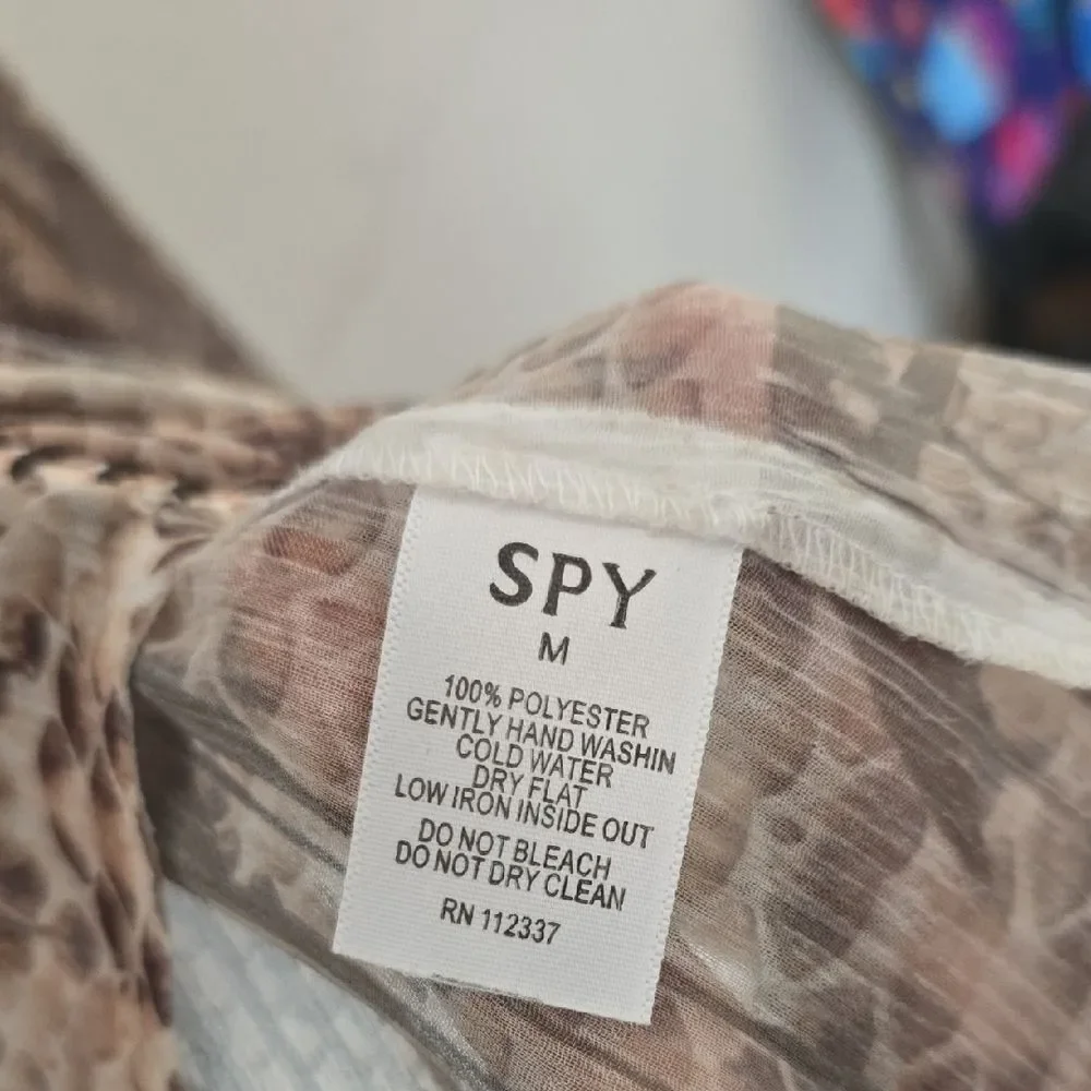 SPY Sheer Blouse with Brown and Cream Pattern - Snake Skin - Picture 2 of 7